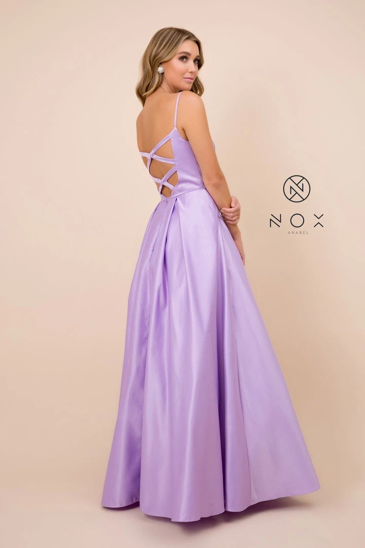 Prom Long V-Neck Dress With Strappy Back By Nox Anabel N308 7 Prom Long V-Neck Dress With Strappy Back By Nox Anabel N308