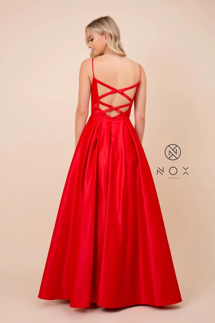 Prom Long V-Neck Dress With Strappy Back By Nox Anabel N308 12 Prom Long V-Neck Dress With Strappy Back By Nox Anabel N308