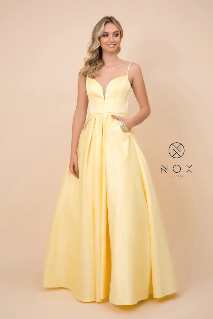 Prom Long V-Neck Dress With Strappy Back By Nox Anabel N308 3 Prom Long V-Neck Dress With Strappy Back By Nox Anabel N308