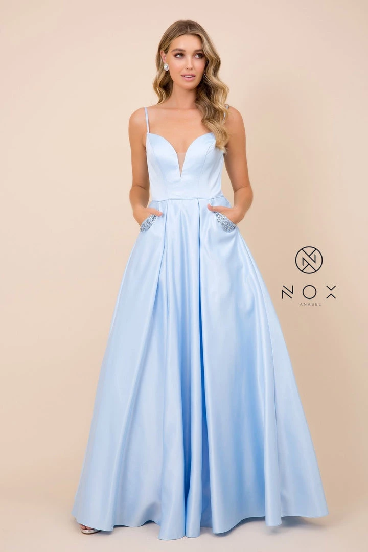 Prom Long V-Neck Dress With Strappy Back By Nox Anabel N308 8 Prom Long V-Neck Dress With Strappy Back By Nox Anabel N308