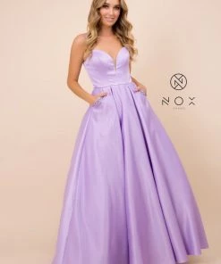 Prom Long V-Neck Dress With Strappy Back By Nox Anabel N308 16 Prom Long V-Neck Dress With Strappy Back By Nox Anabel N308