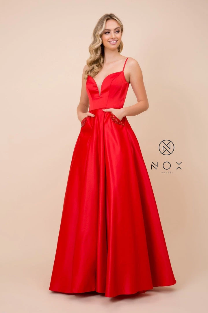Prom Long V-Neck Dress With Strappy Back By Nox Anabel N308 11 Prom Long V-Neck Dress With Strappy Back By Nox Anabel N308