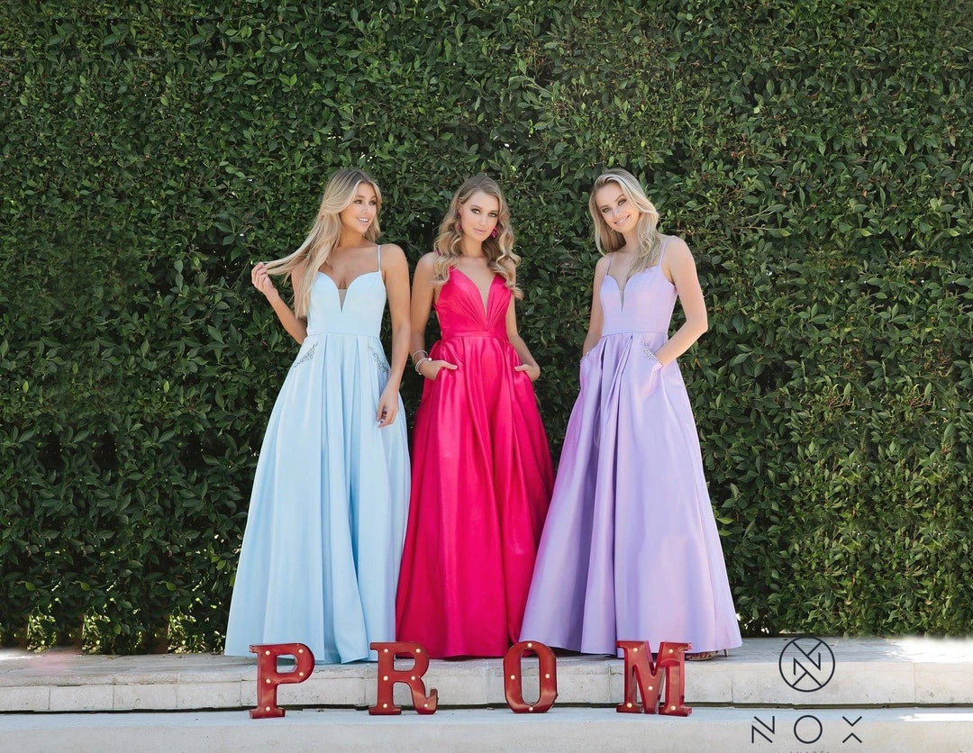Prom Long V-Neck Dress With Strappy Back By Nox Anabel N308 5 Prom Long V-Neck Dress With Strappy Back By Nox Anabel N308