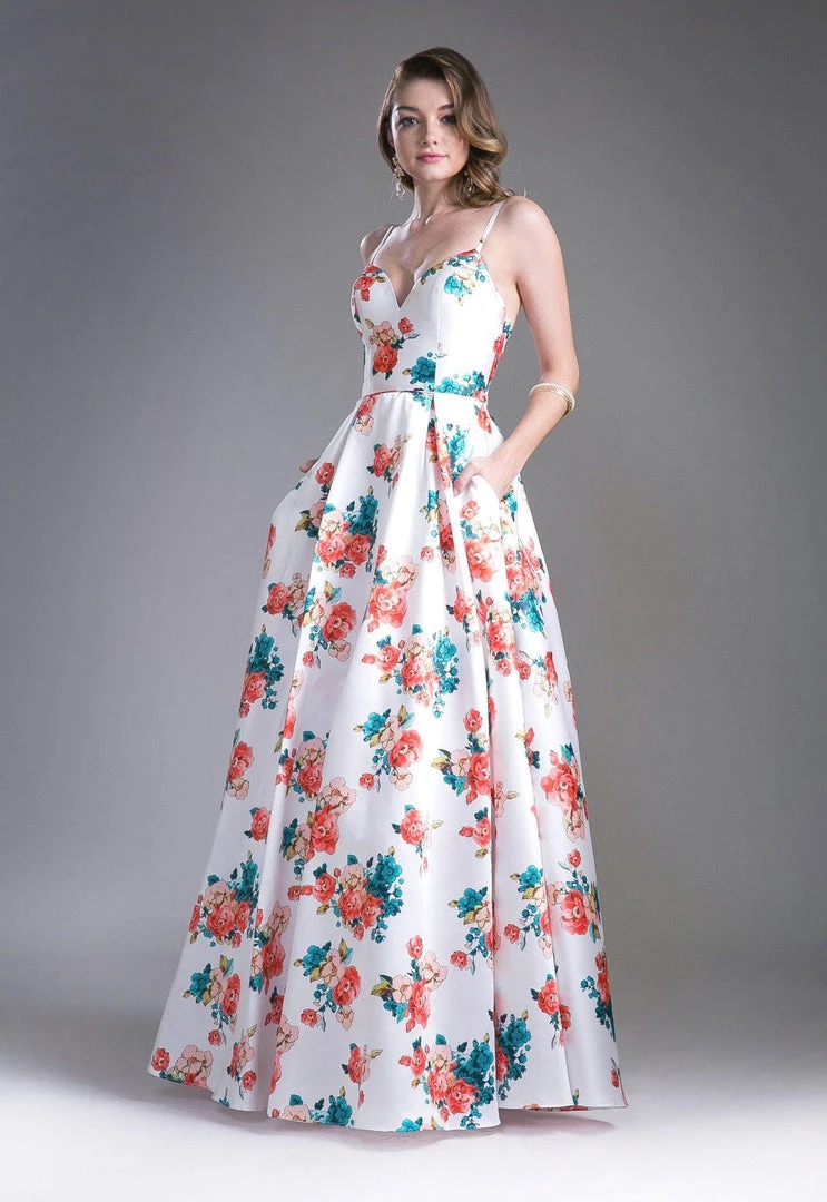 Long Mikado Floral Print Dress By Cinderella Divine 13103 5 Long Mikado Floral Print Dress By Cinderella Divine 13103