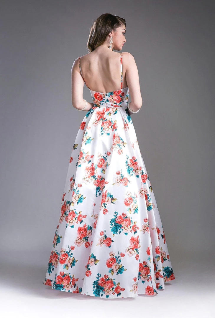 Long Mikado Floral Print Dress By Cinderella Divine 13103 6 Long Mikado Floral Print Dress By Cinderella Divine 13103