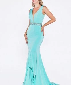 Long V-Neck Mermaid Dress By Cinderella Divine P107