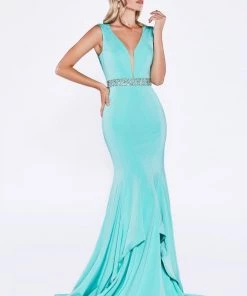 Long V-Neck Mermaid Dress By Cinderella Divine P107 12 Long V-Neck Mermaid Dress By Cinderella Divine P107