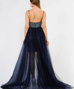 Prom Long V-Neck Glitter Halter Dress With Open Back By Poly USA 8384