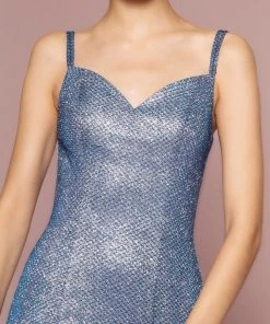 Prom Long V-Neck Glitter Mermaid Dress With Train By Elizabeth K GL2578