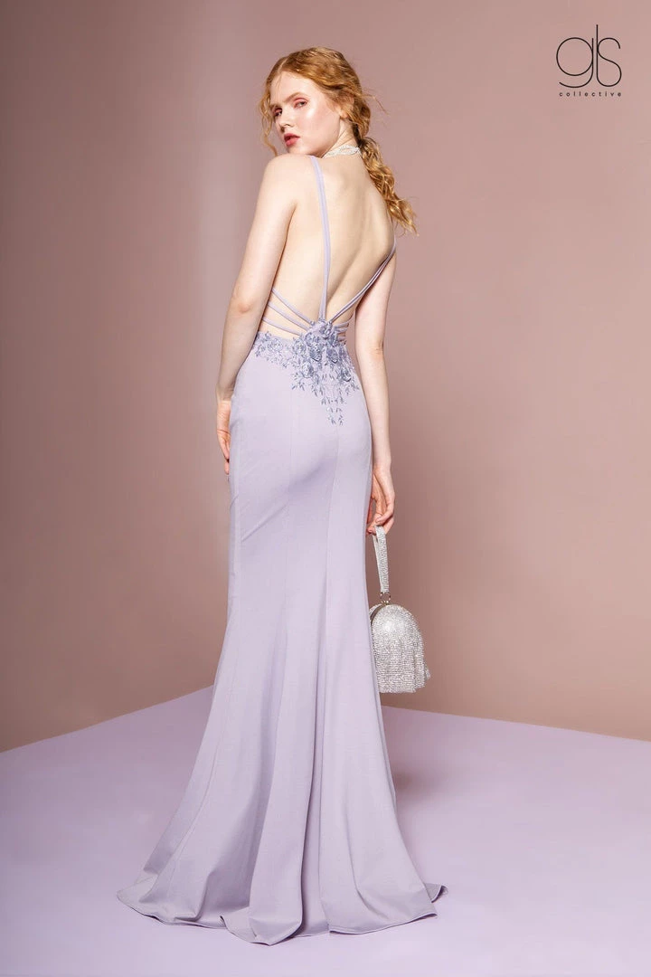 Long V-Neck Jersey Dress With Strappy Back By Elizabeth K GL2696 Prom 4 Long V-Neck Jersey Dress With Strappy Back By Elizabeth K GL2696 Prom