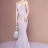 Long V-Neck Jersey Dress With Strappy Back By Elizabeth K GL2696 Prom