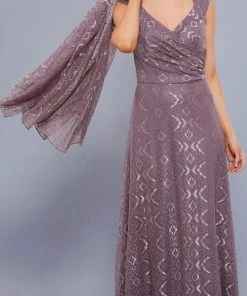 Long V Neck Lace Dress With Jacket By Nox Anabel 5140