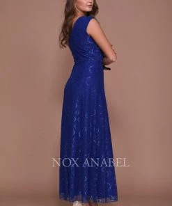 Long V Neck Lace Dress With Jacket By Nox Anabel 5140