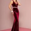 Long V-Neck Velvet Dress With Open Back By Elizabeth K GL2559