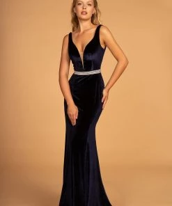 Long V-Neck Velvet Dress With Open Back By Elizabeth K GL2559 22 Long V-Neck Velvet Dress With Open Back By Elizabeth K GL2559