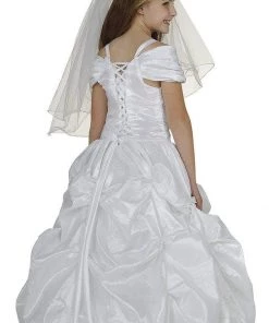 ABC Fashion Long White First Communion Dresses With Sash Flower Girl Dresses