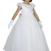ABC Fashion Long White Flower Girl Dresses With Rose Details