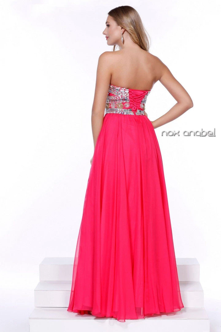 Lovely Long Strapless Beaded Dress By Nox Anabel 8153 Prom 5 Lovely Long Strapless Beaded Dress By Nox Anabel 8153 Prom