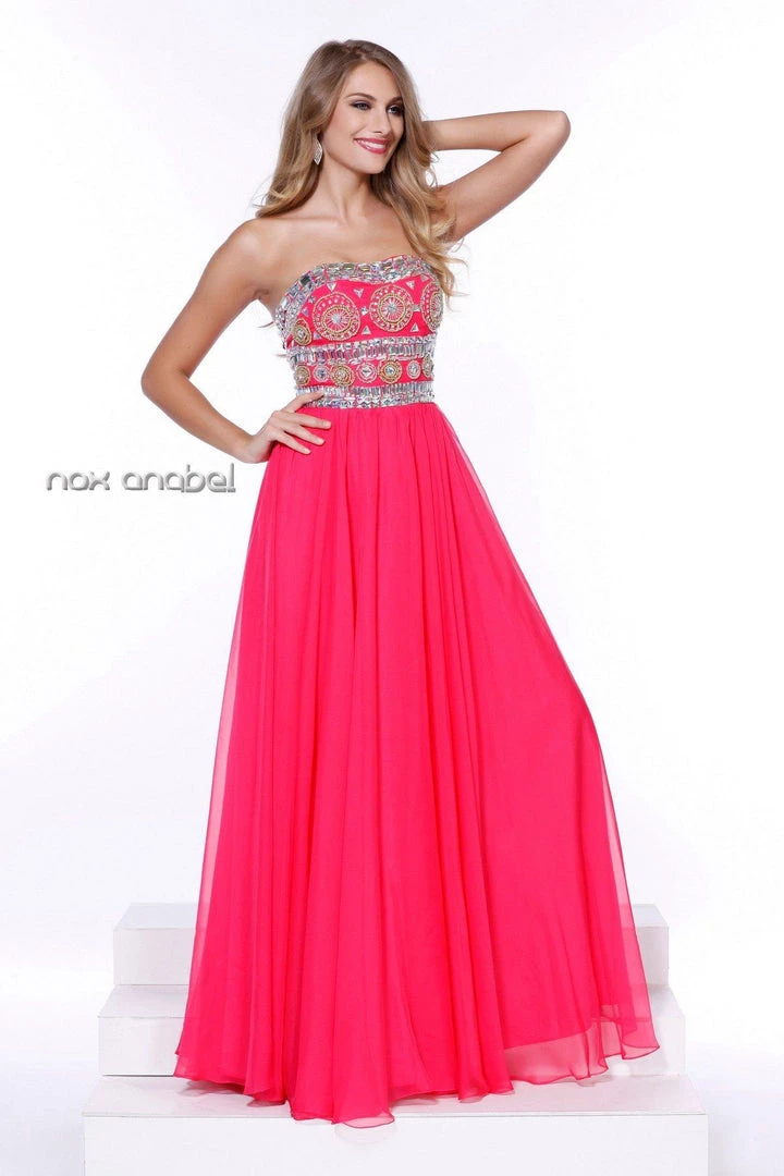 Lovely Long Strapless Beaded Dress By Nox Anabel 8153 Prom 3 Lovely Long Strapless Beaded Dress By Nox Anabel 8153 Prom