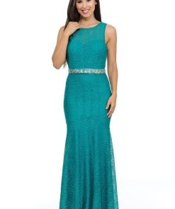 Prom Magenta Long Lace Mermaid Dress With Back Bow By Lenovia