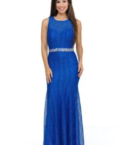 Prom Magenta Long Lace Mermaid Dress With Back Bow By Lenovia