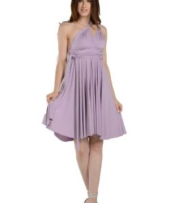 Magenta Short Convertible Jersey Dress By Poly USA