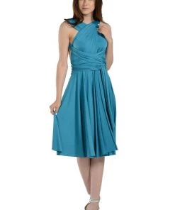 Magenta Short Convertible Jersey Dress By Poly USA