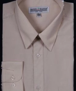 Daniel Ellissa Men's Beige Long Sleeve Dress Shirt