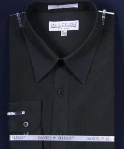 Daniel Ellissa Men's Black Long Sleeve Dress Shirt