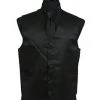 Vesuvio Napoli Men's Black Satin Vest With Neck Tie