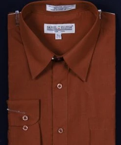 Daniel Ellissa Men's Brown Long Sleeve Dress Shirt