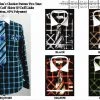Fratello Men's Checkered Black Dress Shirts With Tie, Hanky, Cufflinks