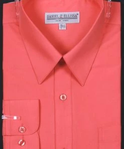 Daniel Ellissa Men's Coral Long Sleeve Dress Shirt