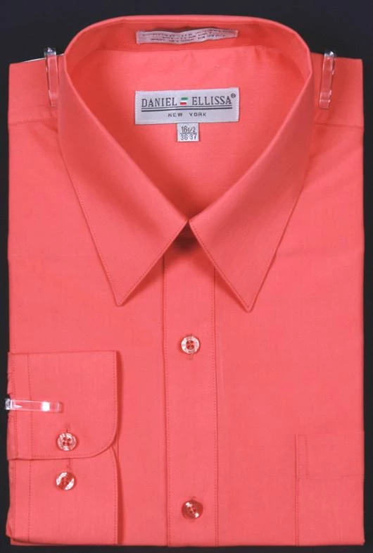 Daniel Ellissa Men's Coral Long Sleeve Dress Shirt 3 Daniel Ellissa Men's Coral Long Sleeve Dress Shirt