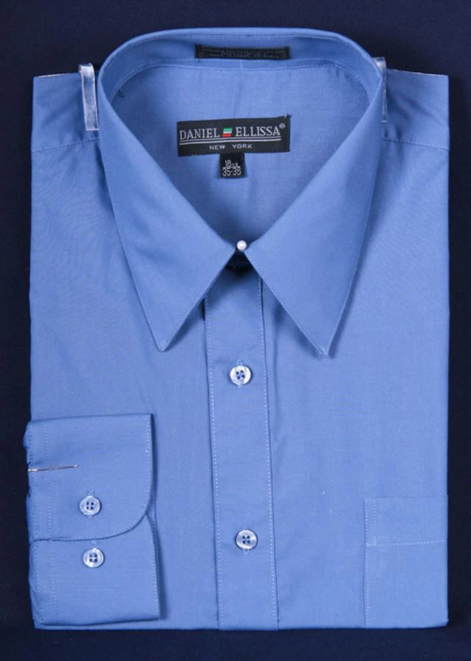 Daniel Ellissa Men's Denim Blue Long Sleeve Dress Shirt 3 Daniel Ellissa Men's Denim Blue Long Sleeve Dress Shirt