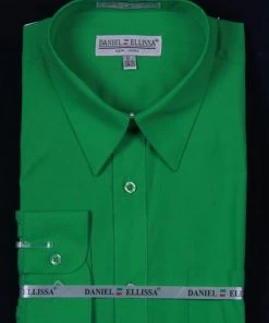 Daniel Ellissa Men's Green Long Sleeve Dress Shirt