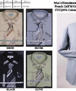 Fratello Men's Houndstooth Patched Dress Shirts With Tie, Hanky, Cuff Links 15 Fratello Men's Houndstooth Patched Dress Shirts With Tie, Hanky, Cuff Links