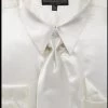 Daniel Ellissa Men's Ivory Satin Dress Shirt With Tie & Handkerchief 1 Daniel Ellissa Men's Ivory Satin Dress Shirt With Tie & Handkerchief