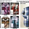 Fratello Men's Large Plaid Pattern Dress Shirts With Tie, Hanky, Cufflinks