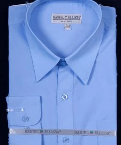 Daniel Ellissa Men's Light Blue Long Sleeve Dress Shirt