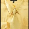 Daniel Ellissa Men's Light Gold Satin Dress Shirt With Tie & Handkerchief 2 Daniel Ellissa Men's Light Gold Satin Dress Shirt With Tie & Handkerchief