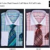 ABC Fashion Men's Lilac Plaid Dress Shirts With Tie, Hanky, Cuff Links 1 ABC Fashion Men's Lilac Plaid Dress Shirts With Tie, Hanky, Cuff Links