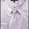 Daniel Ellissa Men's Lilac Satin Dress Shirt With Tie & Handkerchief