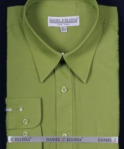 Daniel Ellissa Men's Lime Green Long Sleeve Dress Shirt