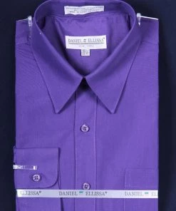 Daniel Ellissa Men's Purple Long Sleeve Dress Shirt