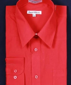 Daniel Ellissa Men's Red Long Sleeve Dress Shirt