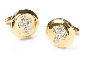 ABC Fashion Mens Religious Gold Cufflinks With Cross And Clear Crystals 3 ABC Fashion Mens Religious Gold Cufflinks With Cross And Clear Crystals
