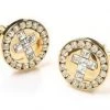 ABC Fashion Mens Religious Gold Cufflinks With Cross And Clear Crystals