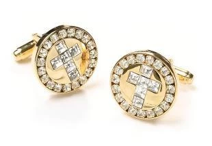 ABC Fashion Mens Religious Gold Cufflinks With Cross And Clear Crystals 3 ABC Fashion Mens Religious Gold Cufflinks With Cross And Clear Crystals