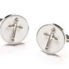 ABC Fashion Mens Religious Silver Cufflinks With Cross